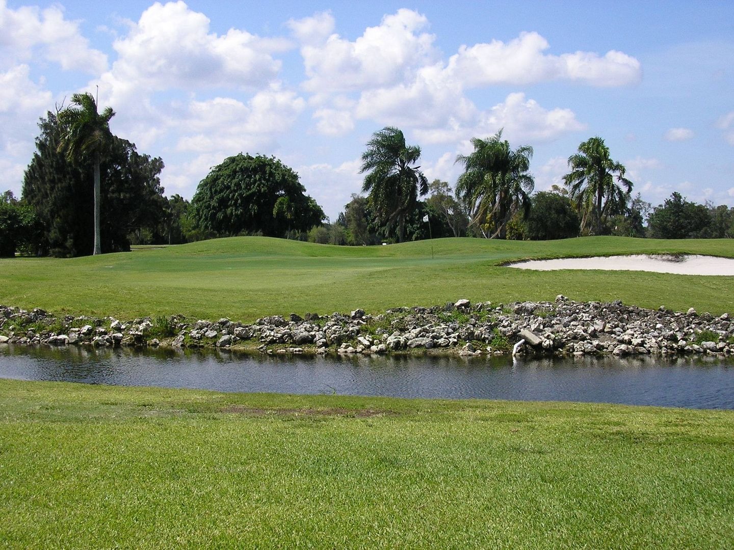 View of Golf Course Green with sand and water traps